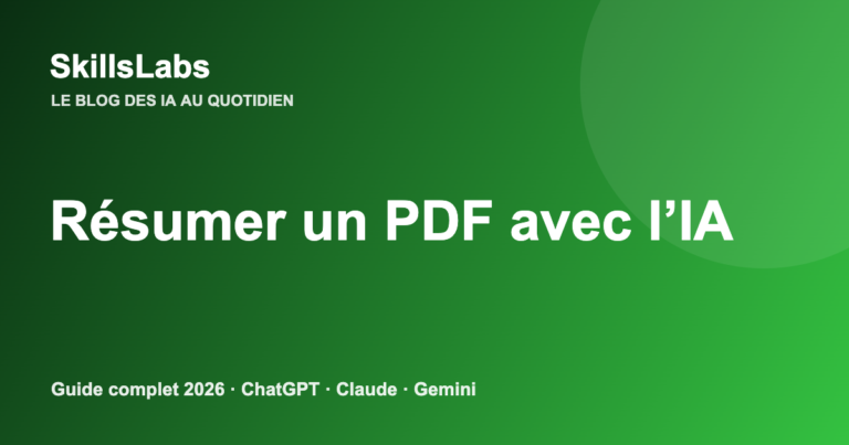 Résumer un PDF avec l'IA, guide SkillsLabs 2026 comparant ChatGPT, Claude et Gemini