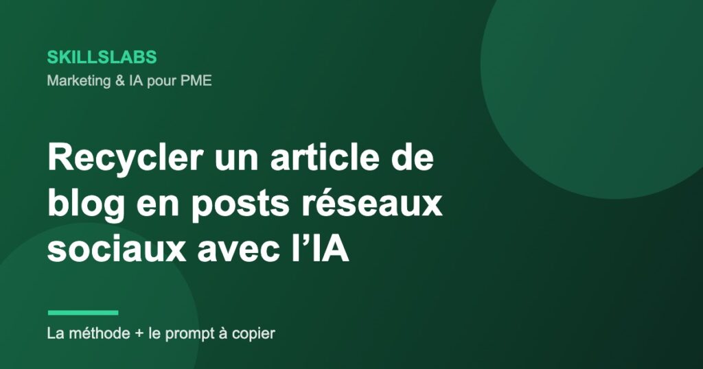 Recycler un article de blog en posts pour les reseaux sociaux avec l IA, methode SkillsLabs