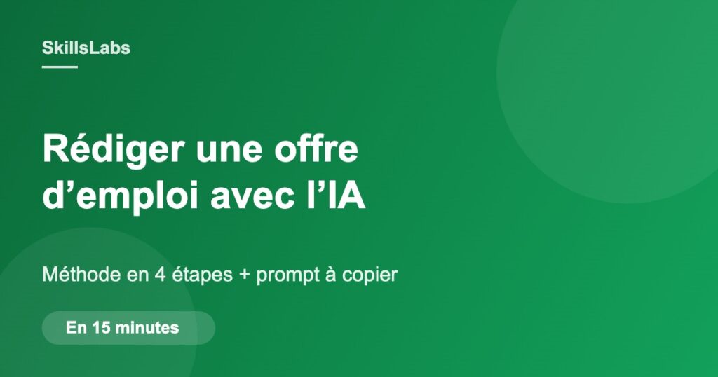 Illustration verte SkillsLabs : rédiger une offre d’emploi avec l’IA